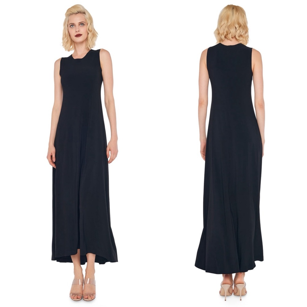 NWOT Norma Kamali Sleeveless Long Swing Dress Black M